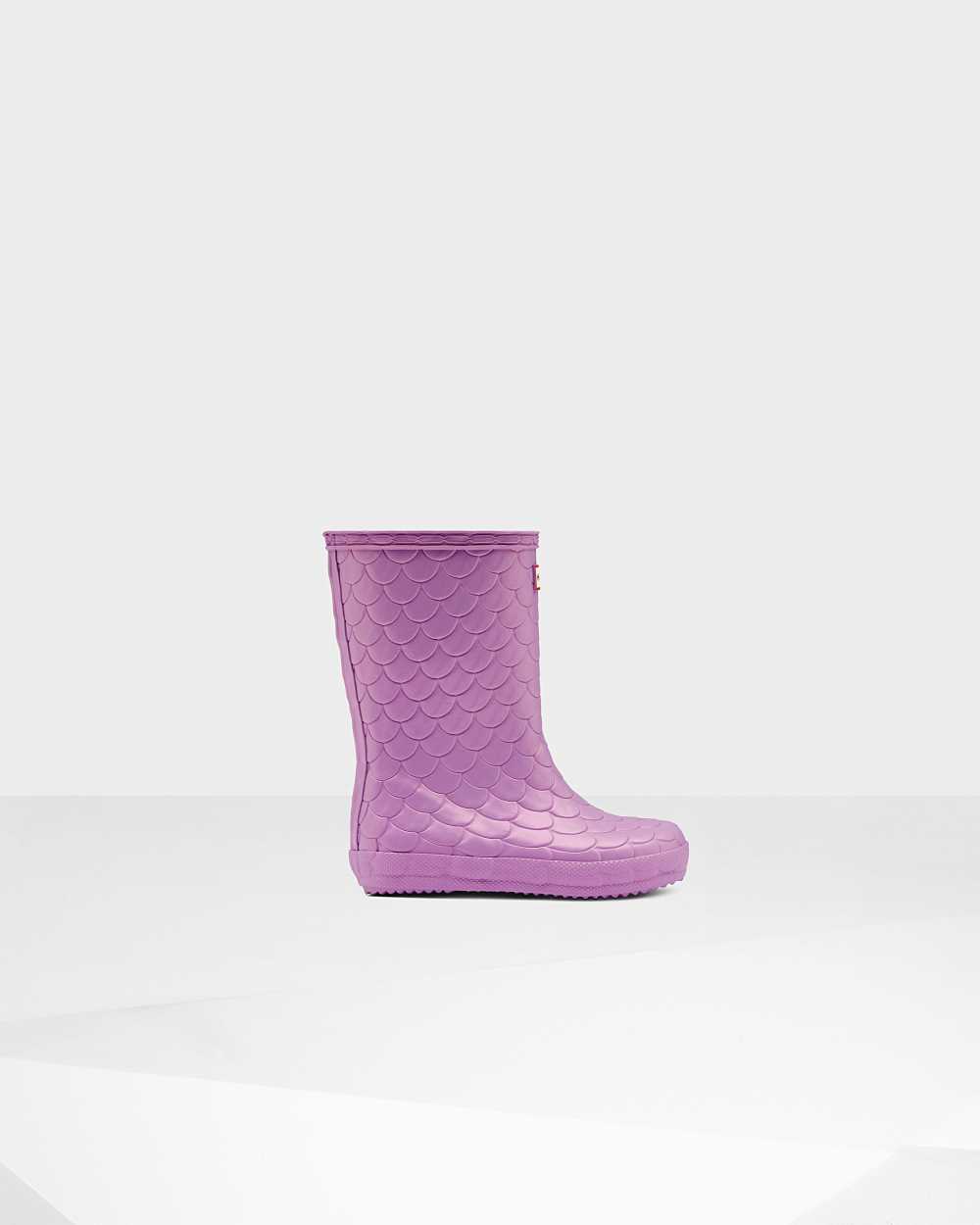 Hunter Original First Sea Dragon Texture Kids Rain Boots NZ-60015Q Lilac